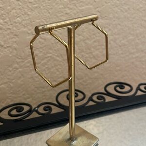 Titanium earrings gold geometric hoops